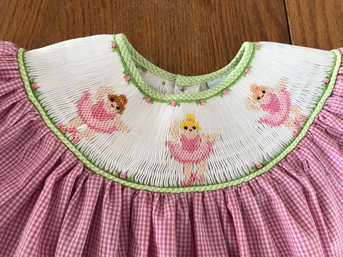 Remember Nguyen Smocked Embroidered Ballerina Bishop Dress Size 7 Ballet Recital - Picture 3 of 10