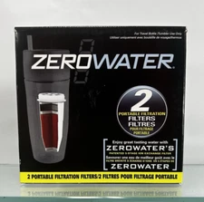 ZeroWater 2 Pack Portable Filters Travel Bottle 5 Stage Filtration NEW, SEALED!