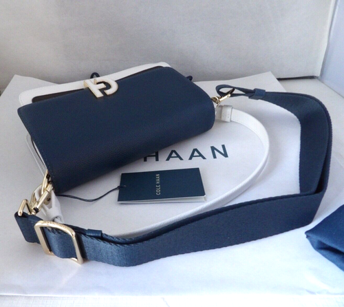 NWT Authentic COLE HAAN GRAND SERIES Blue/Brown Leather Shoulder/Crossbody Bag - Picture 4 of 15
