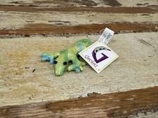 Vintage 2002 Geckoz Original Miniature Sand Plush Mini Gecko Green Blue