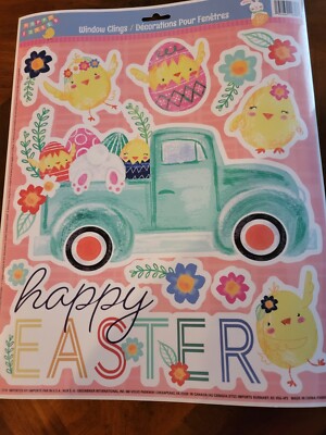 Happy Easter Farm Truck Window Clings Egg Hunt