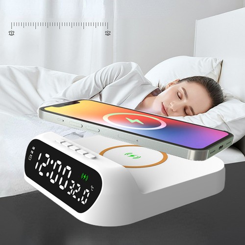 Wireless Charger with Digital Alarm Clock Temperature Display15W Fast Charging - Photo 4 sur 16
