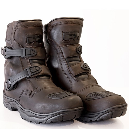 Botas Cortas de Cuero Impermeables para Motocicleta Richa Colt Marrones de Aventura/Green Lane - Imagen 2 de 9