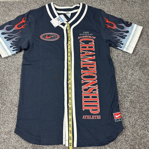 Nike Sportswear Americana Top Men Button Up Baseball Jersey Blue Sz M DV9642-437 - Picture 12 of 14