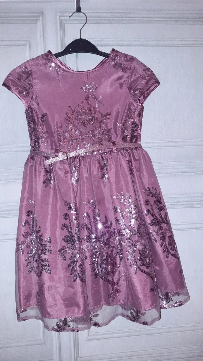 Stunning dark pink mesh sequin party occasion dress TU Age 8