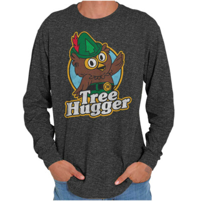Retro Woodsy Owl Tree Hugger Forest Service Long Sleeve Tshirt for Men or Women