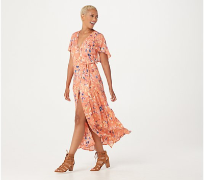 Haute Hippie Tribe 'Luna' Wrap Maxi Dress-Red Floral-Large A370016 NEW |  eBay