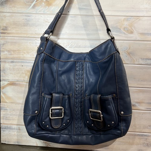 Tignanello Blue Soft Leather Shoulder Bag