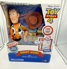 NEW Toy Story 4 Disney Pixar Interactive Sheriff Woody Drop-Down Action Doll HTF