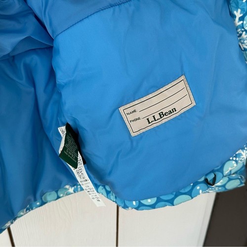 LL Bean Girls Ski Insulated Jacket Size L 14-16 Blue Snowflake Hooded Thinsulate - Picture 12 of 14