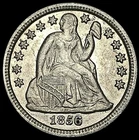 1856-O SEATED LIBERTY DIME MINT ERROR REPUNCHED DATE FS-2301 CHOICE AU (SLD006)