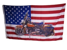 USA American Biker Bike Motorcycle 3x5 Flag Knitted House Banner grommets 100D