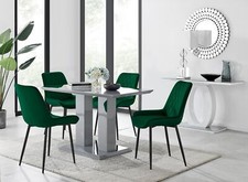 IMPERIA Grey High Gloss 4 Seat Rectangle Pedestal Dining Table & 4 Pesaro Chairs