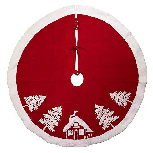 Red and White Holiday Christmas Home Tree Skirt 54 Inch TS0253 - Picture 1 of 2
