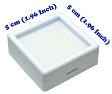 TOP GLASS GEMSTONE JEWELRY COIN DISPLAY SHOW WHITE CASE JAR BOX 5x5 CM