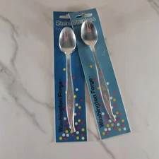 WASHINGTON FORGE ICE DRINK SPOONS ROSE PATTERN SET OF TWO IN ORIGINAL PACKAGING