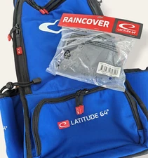 NEW LATITUDE 64 EASY-GO V2 DISC GOLF BACKPACK WITH RAINFLY, DG BAG, BLUE