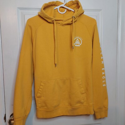 American Eagle Mustard Yellow Hoodie Pullover Sweatshirt Colorful
