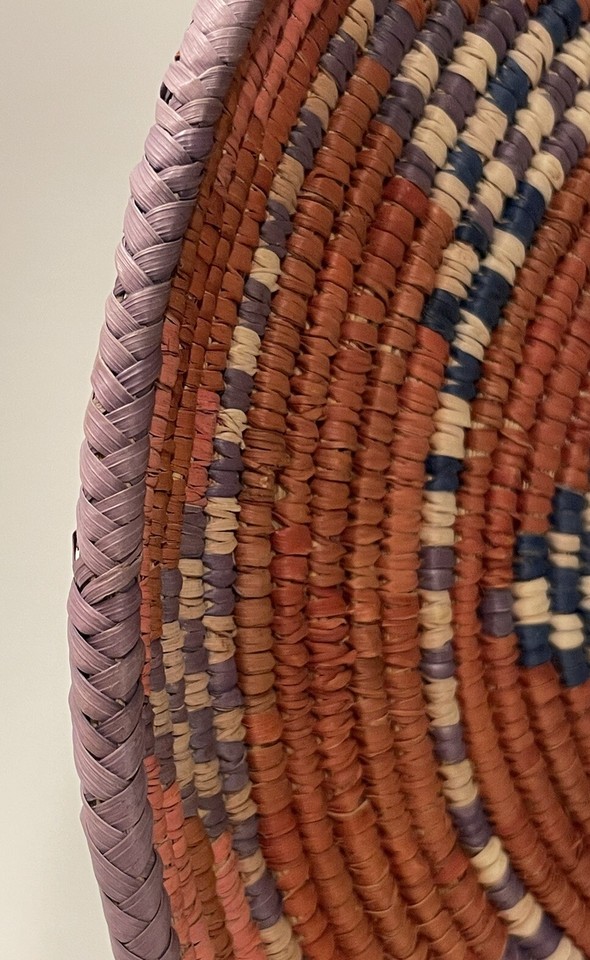 Vintage HandWoven Pattern African Coiled Basket Plate Wall Decor Boho