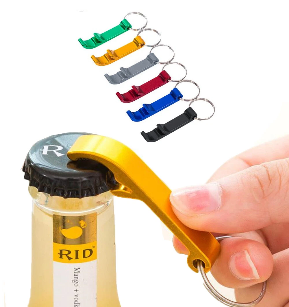 50pezzi Apribottiglie Birra Portachiavi, Apribottiglie Tascabile Colorati, Portachiavi Anello con Apribottiglie in Lega di Alluminio, Apri Facilmente Coperchi della Bottiglia di Birra