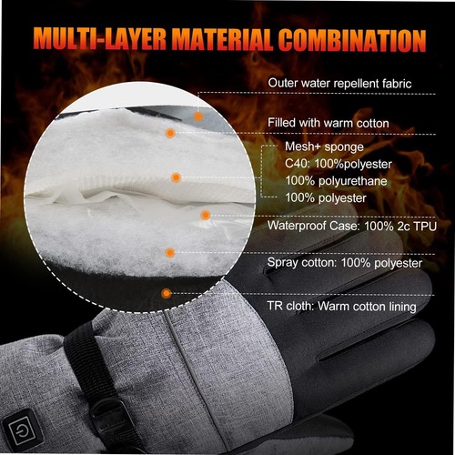 3 Heating Temperature Adjustable Electric Warm Glove Men Women Winter Glove W8Y4 - Picture 7 of 11