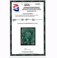 EXCELLENT GENUINE SCOTT #33 USED 1857 TYPE-III GREEN WASHINGTON PSE CERT