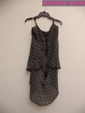 New Look Women's Sleeveless Black Teddy Tie Front High Low Top Medium