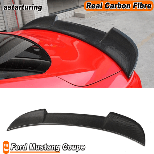 For Ford Mustang Coupe 2015-19 REAL CARBON Rear Trunk Boot Spoiler Tail Wing Lip - Picture 1 of 13