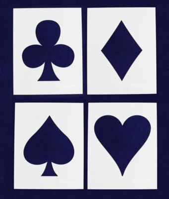 Playing Card Suits -4 Piece Stencil Set 14 Mil 8 X 10 Inches