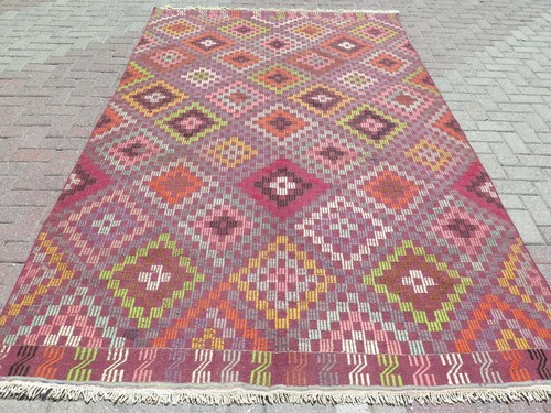 Vintage Turkish Sardes Kilim, Area Rugs, Antique Wool Rug, Floor Carpet 75"x121"