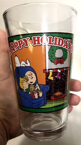 Peanuts~Snoopy~Charlie Brown~Occhiali di Natale~Vetro pinta 16 once~Set di 4~2019 - Foto 5 di 11
