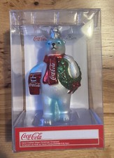 Coca-Cola Polar Bear Hand Crafted Glass Christmas Tree Ornaments