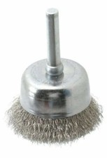 NEW  1-1/2"Crimped Wire Stainless Steel Cup Brush, 1/4" Shank, 1/2" Trim Length