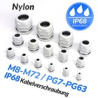 Kabelverschraubung IP68 Metrisch M8 Bis M72, PG07 Bis PG63 Weiß Kabel