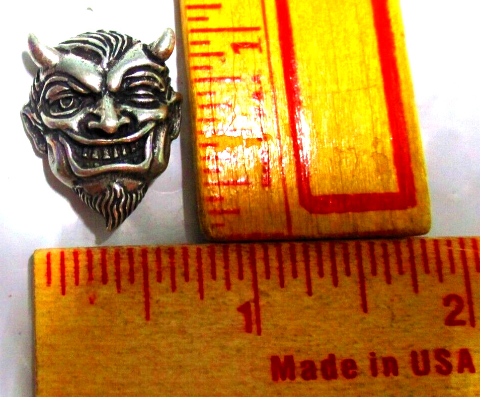 Horned Devil pin vintage old Demon collectible horny biker vest hat pinback