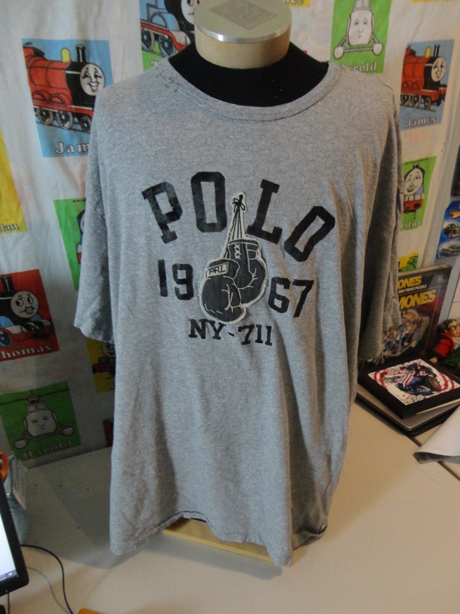 Vintage Polo Ralph Lauren Boxing 1967 Gray T Shirt Size 4XL