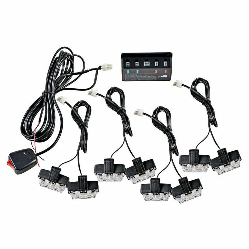8X 2LED Car Front Grille Strobe Light Bar Warning Hazard Emergency Amber 2LED - Image 4 of 4