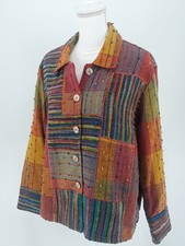 Travelsmith Petite Sz Xl Multi Color Statement Button Front Shacket Vintage Boho