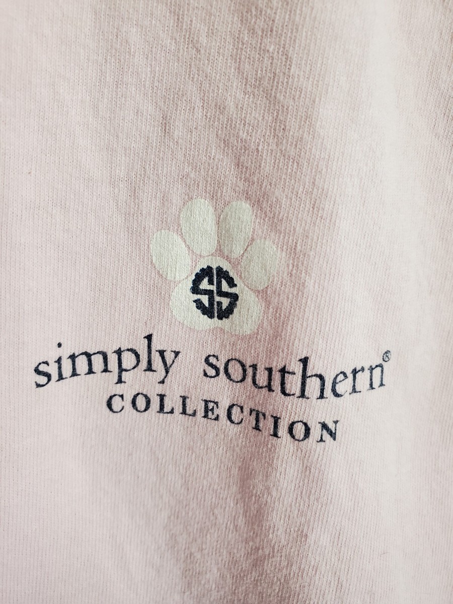 SIMPLY SOUTHERN Red, Paws & Blue Golden Lab Puppies Short Sleeve Pink Tee Size M View 4