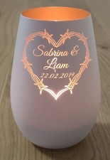 Geschenk Windlicht mit Gravur Valentinstag Hochzeit Verlobung Geschenkidee Glas