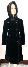Vtg 60s Russian Princess Black /Brown Faux Fur Hooded Coat M "Borgazia Sportown"