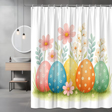Colorful Easter Egg Shower Curtain with Floral Design