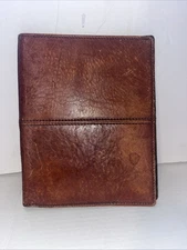 VTG Bond Street Italy Brown Leather Notepad Cover Portfolio Organizer 8 x 9.5"