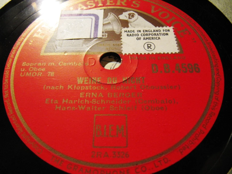 1938 ERNA BERGER OBOUSSIER 3 KLOPSTOCK SONGS Schleif OBOE HARICH SCHNEIDER Harps - Image 2 of 2