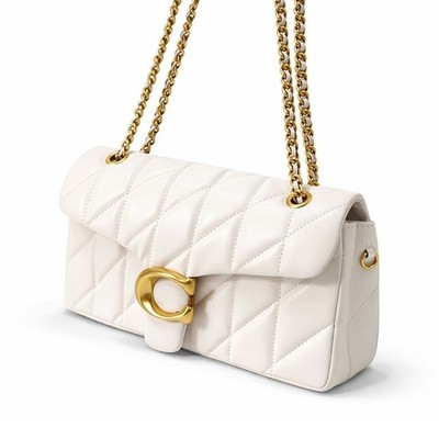 COACH Tabby 26 Quilted Shoulder Bag Beige Leather CP150 Outlet New