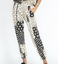 Johnny Was Marasusa Jogger XL NWT Patchwork Boho Pants MSRP 285 Black Ivory