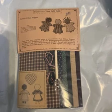 Gail W Duggan Three 2” Tiny Folk Art Doll kit with supplies 