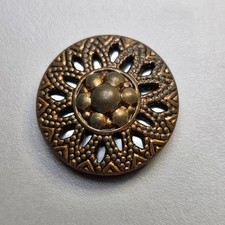 Antique Brass Button Geometric Openwork 11/16 in Loop Shank