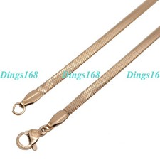 Designer Inspired Rose Gold Filled 16" 2mm Thin Flat Snake Choker Chain Necklace