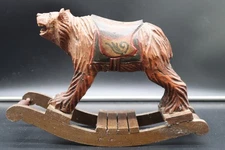 Vintage Hand Carved Wood German Black Forest Rocking Bear Folk Art Stunning